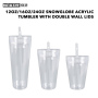 Wealthysub China warehouse 12oz/16oz/24oz snowglobe acrylic tumbler with double wall lids